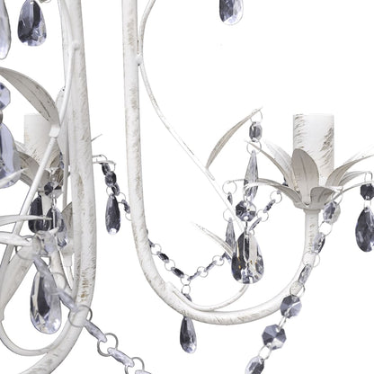 Lampadari Con Pendenti In Cristallo 2 Pz Bianco Elegante