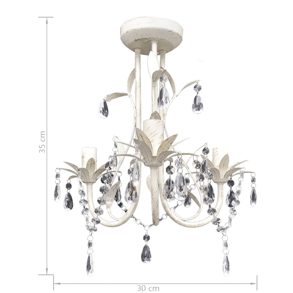 Lampadari Con Pendenti In Cristallo 2 Pz Bianco Elegante