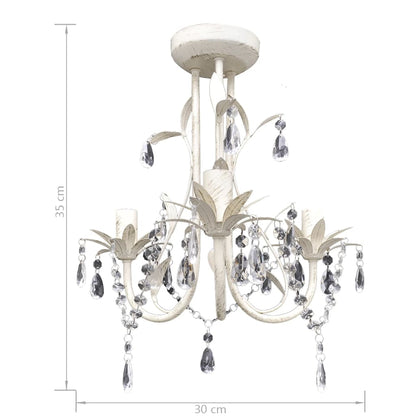 Lampadari Con Pendenti In Cristallo 2 Pz Bianco Elegante