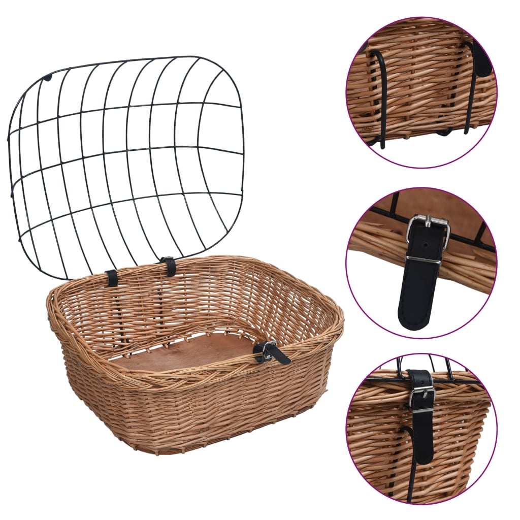 Cestino Anteriore Bici Con Copertura 50X45X35Cm Salice Naturale
