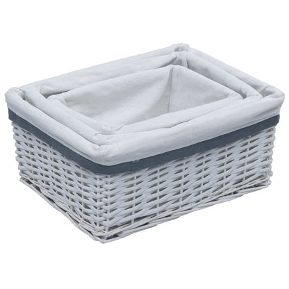Set Cestini Impilabili 3 Pz Bianchi In Salice