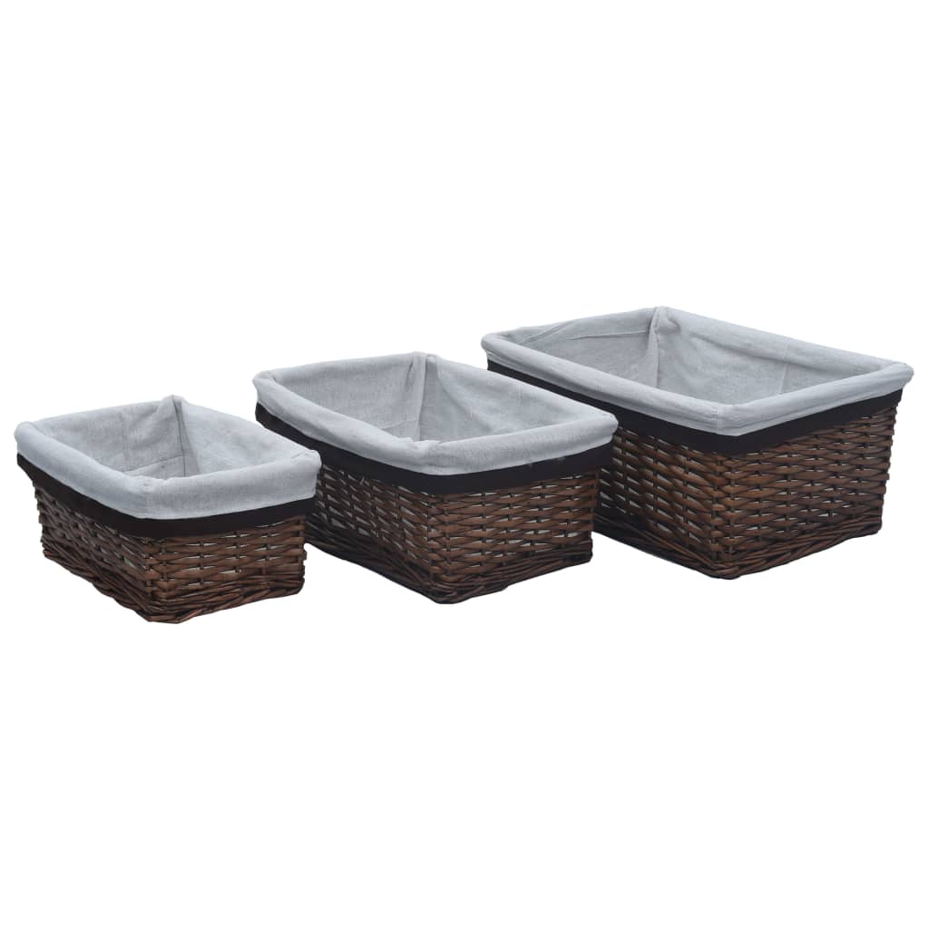 Set Cestini Impilabili 3 Pz Bianchi In Salice