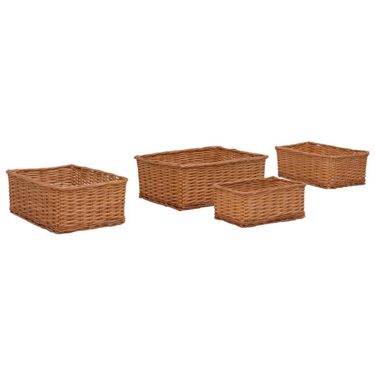 Set Cestini Impilabili 4 Pz Marroni In Salice