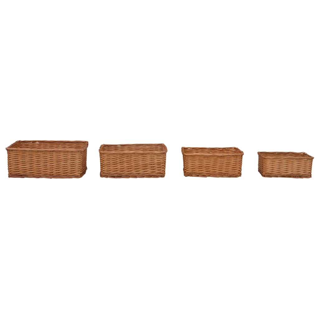 Set Cestini Impilabili 4 Pz Marroni In Salice