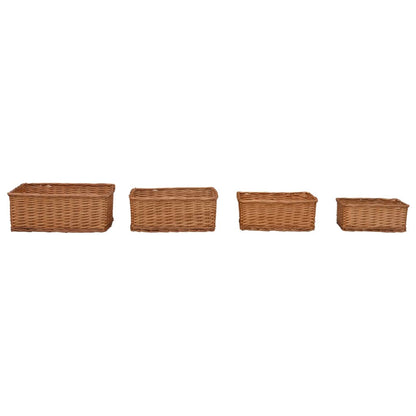 Set Cestini Impilabili 4 Pz Marroni In Salice