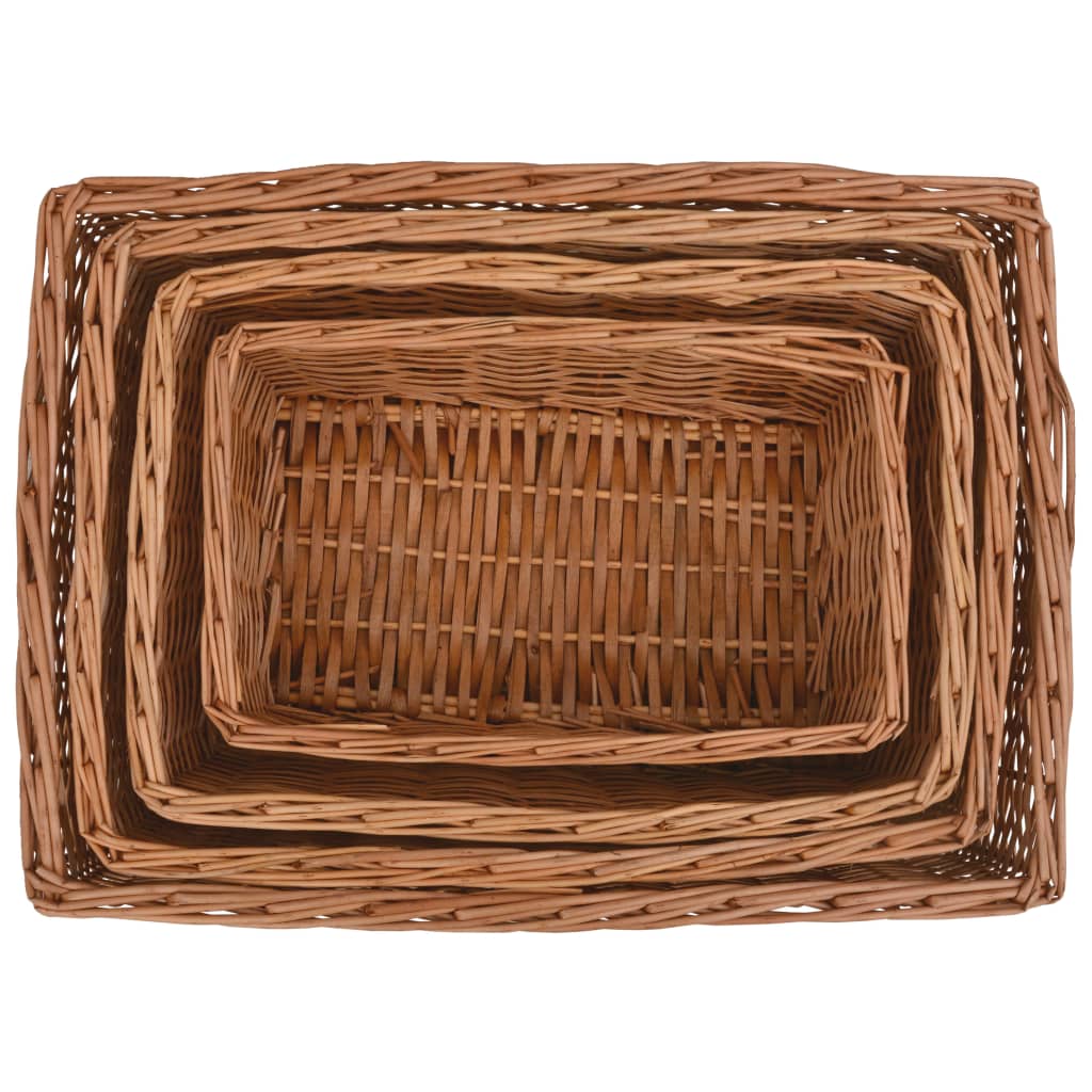 Set Cestini Impilabili 4 Pz Marroni In Salice