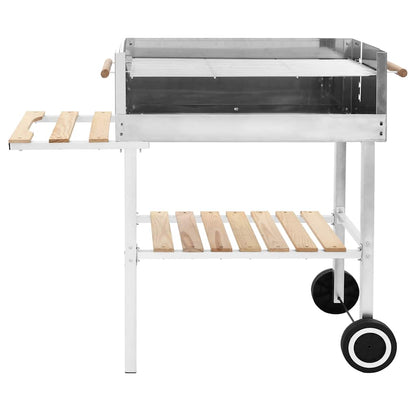 Griglia Per Barbecue A Carrello Xxl Acciaio Inox Con 2 Ripiani