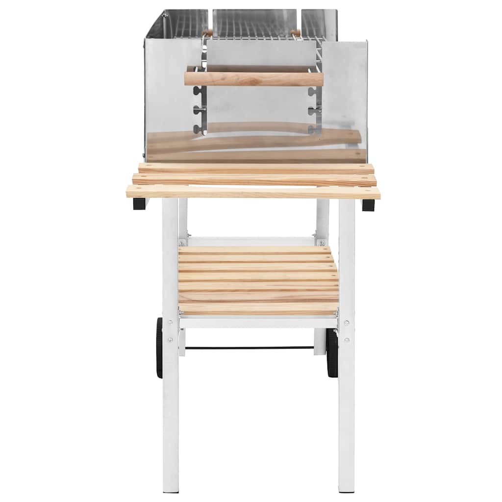 Griglia Per Barbecue A Carrello Xxl Acciaio Inox Con 2 Ripiani