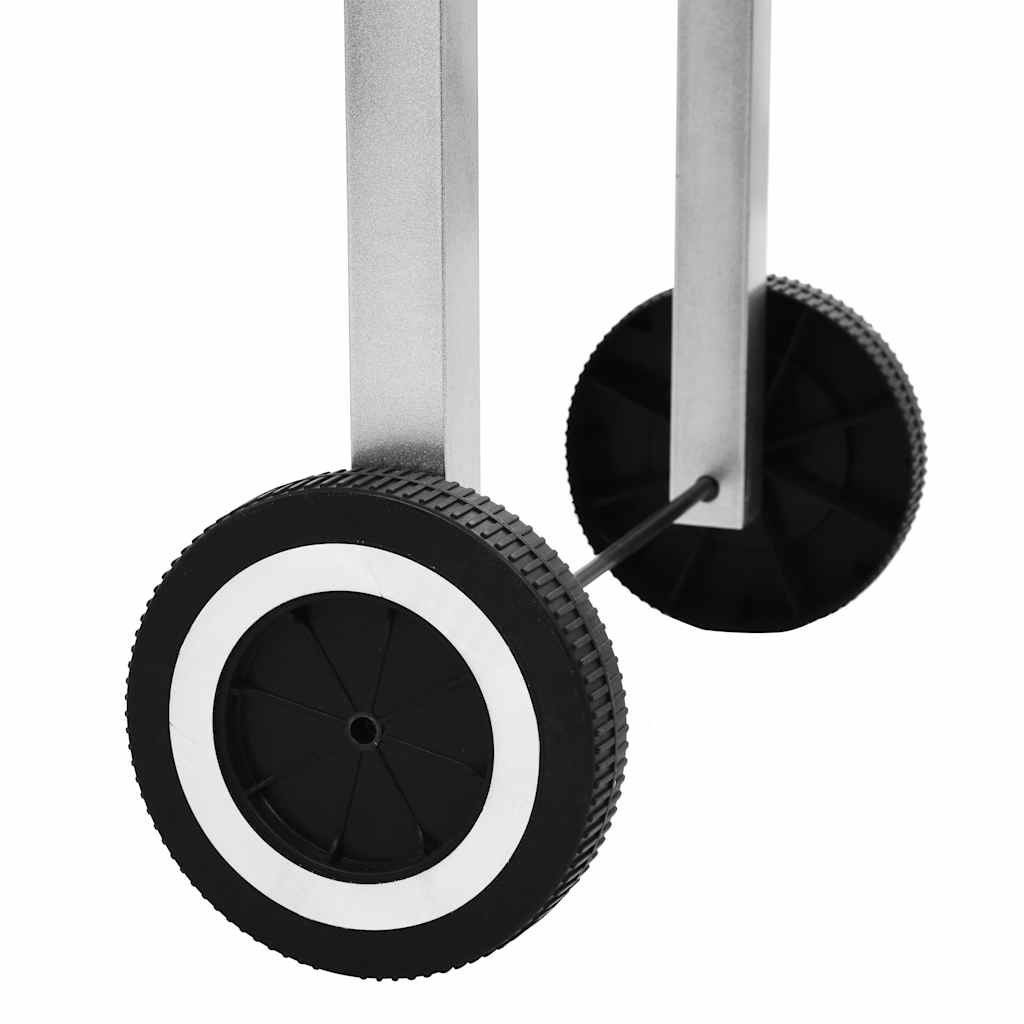 Griglia Per Barbecue A Carrello Xxl Acciaio Inox Con 2 Ripiani