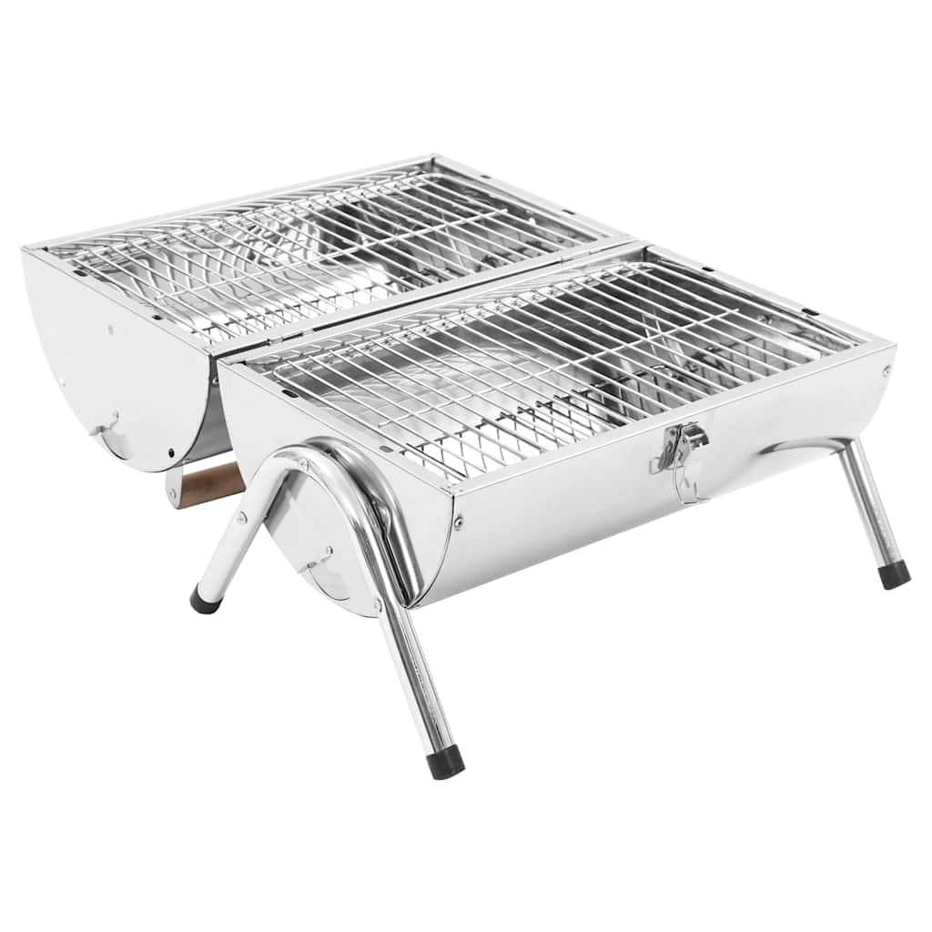 Barbecue Da Tavolo Portatile In Acciaio Inox Con Doppia Griglia