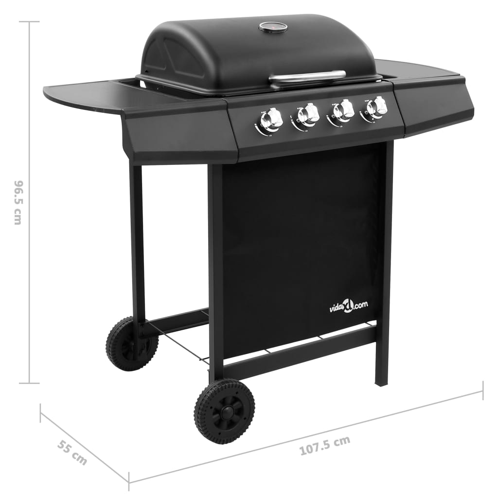 Griglia Barbecue A Gas Con 4 Bruciatori Nera