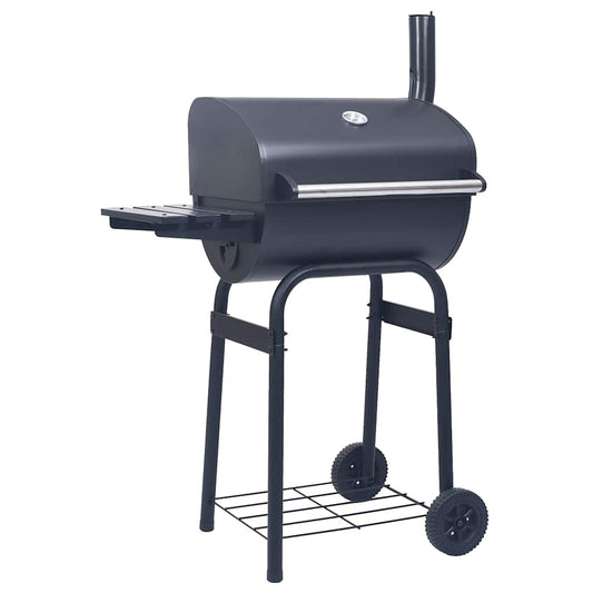 Barbecue A Carbone Con Affumicatore E Ripiano Basso Nero