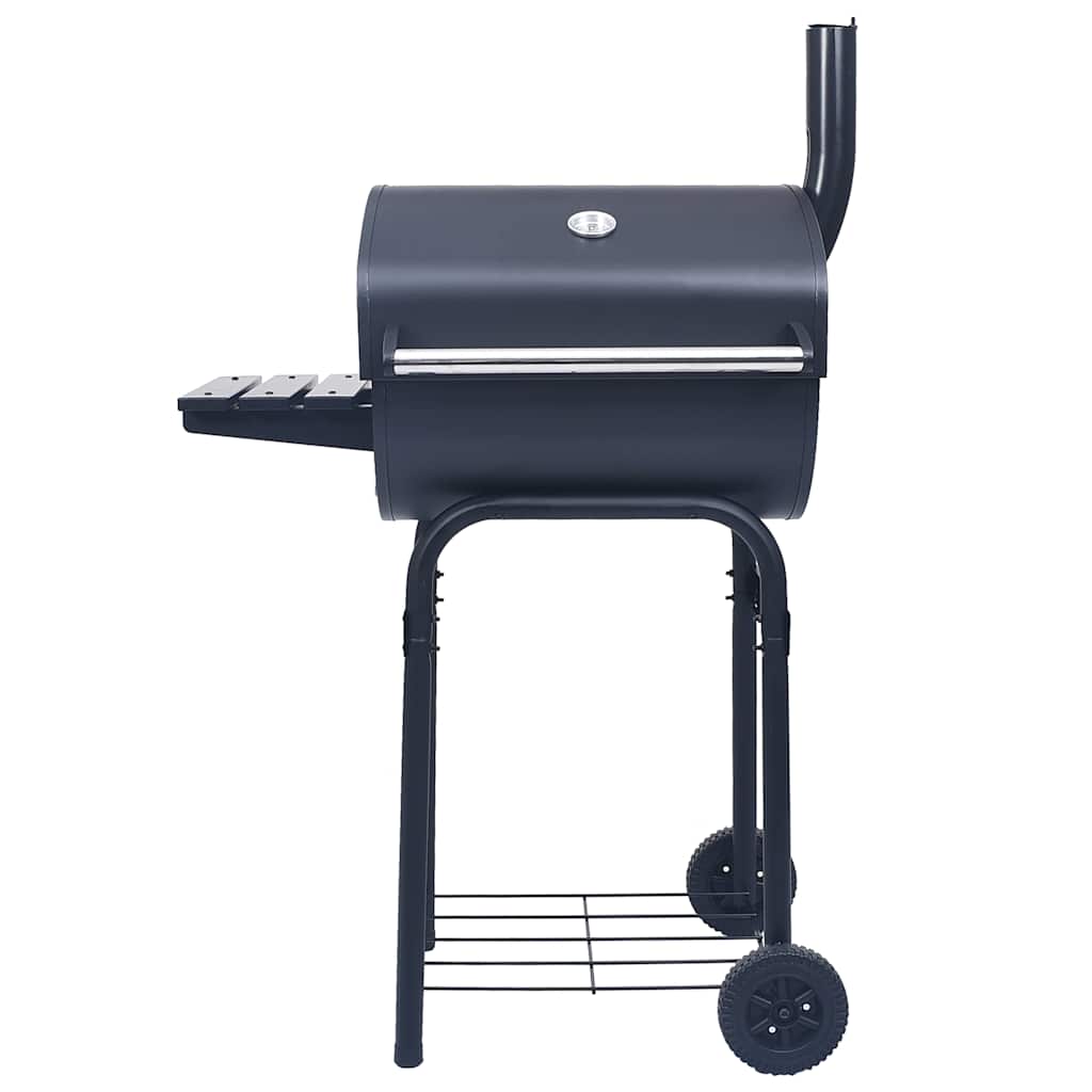 Barbecue A Carbone Con Affumicatore E Ripiano Basso Nero