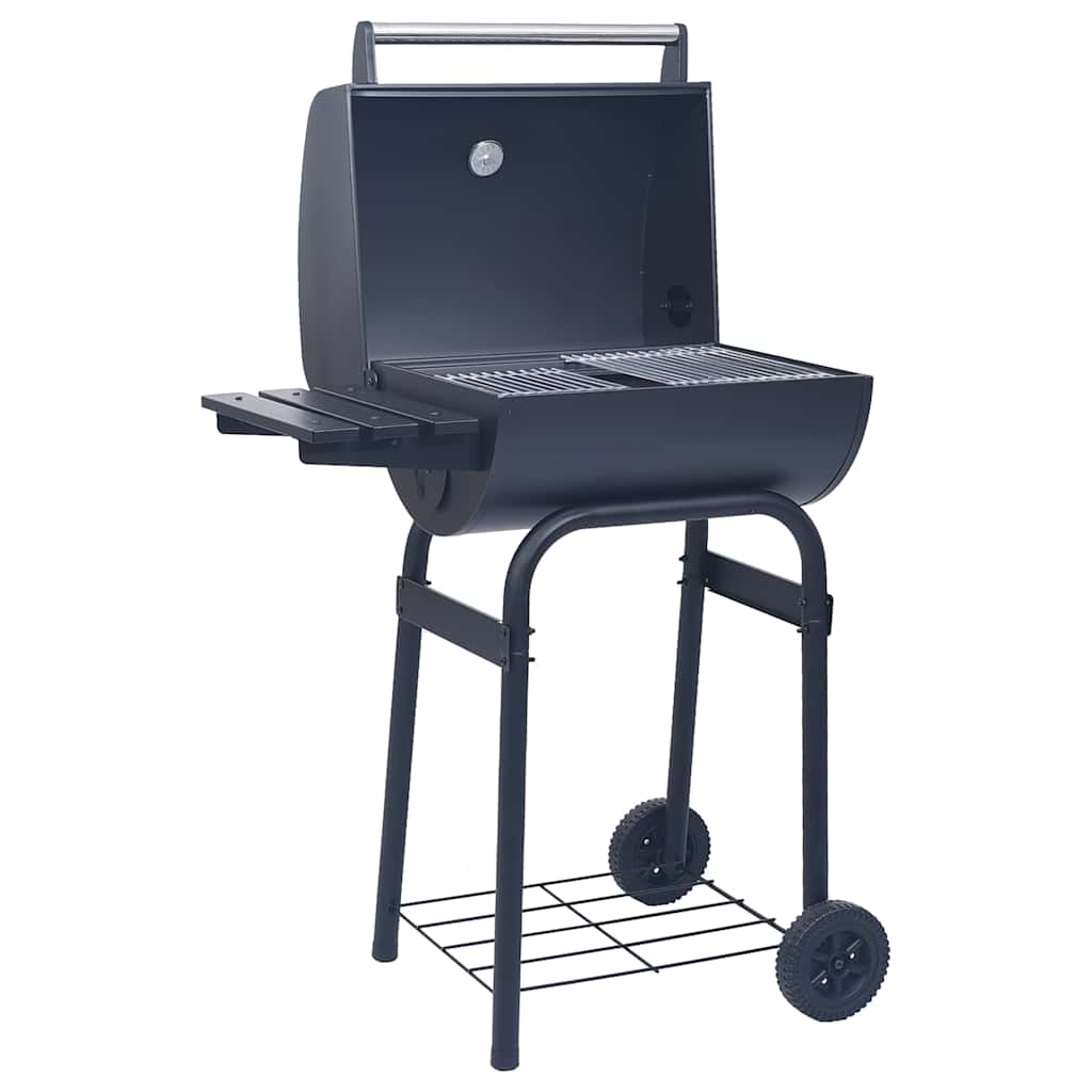 Barbecue A Carbone Con Affumicatore E Ripiano Basso Nero