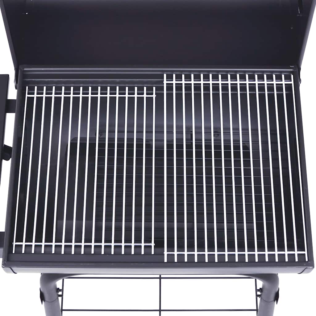 Barbecue A Carbone Con Affumicatore E Ripiano Basso Nero