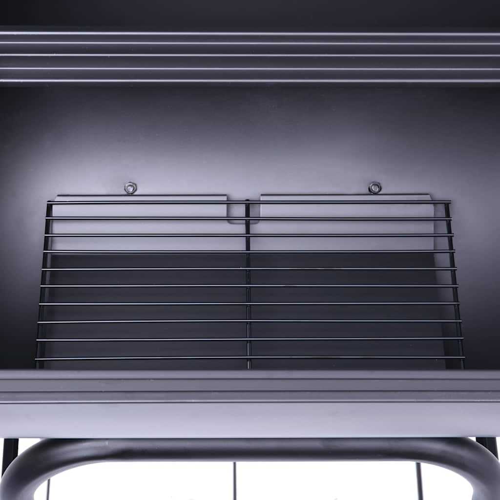 Barbecue A Carbone Con Affumicatore E Ripiano Basso Nero