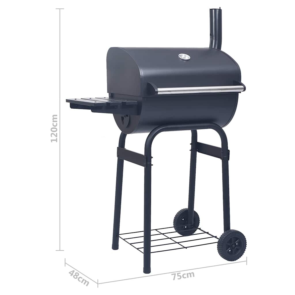 Barbecue A Carbone Con Affumicatore E Ripiano Basso Nero