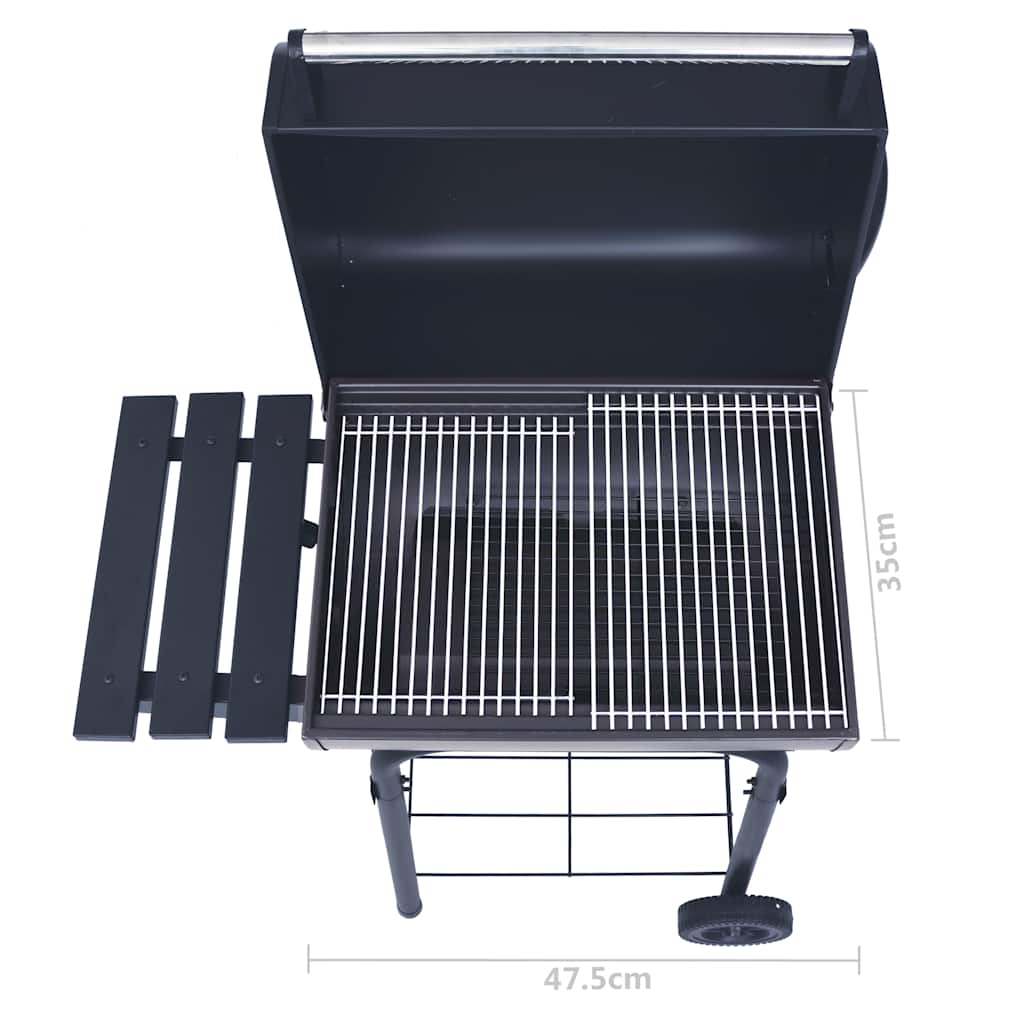 Barbecue A Carbone Con Affumicatore E Ripiano Basso Nero