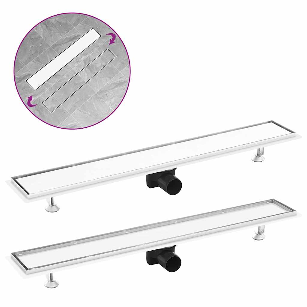 Canaletta Di Drenaggio Lineare Per Doccia 830X140 Mm Acciaio Inox