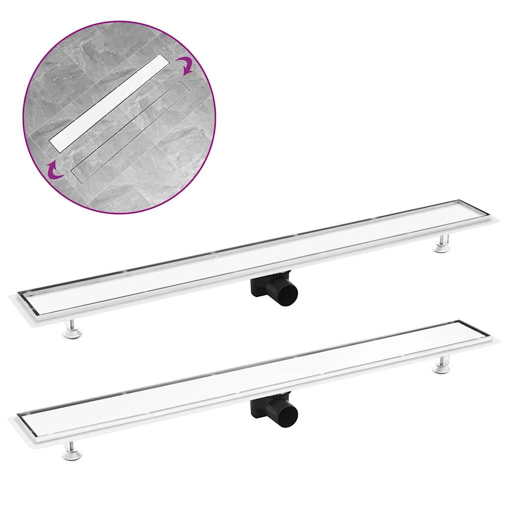 Canaletta Di Drenaggio Lineare Per Doccia 830X140 Mm Acciaio Inox