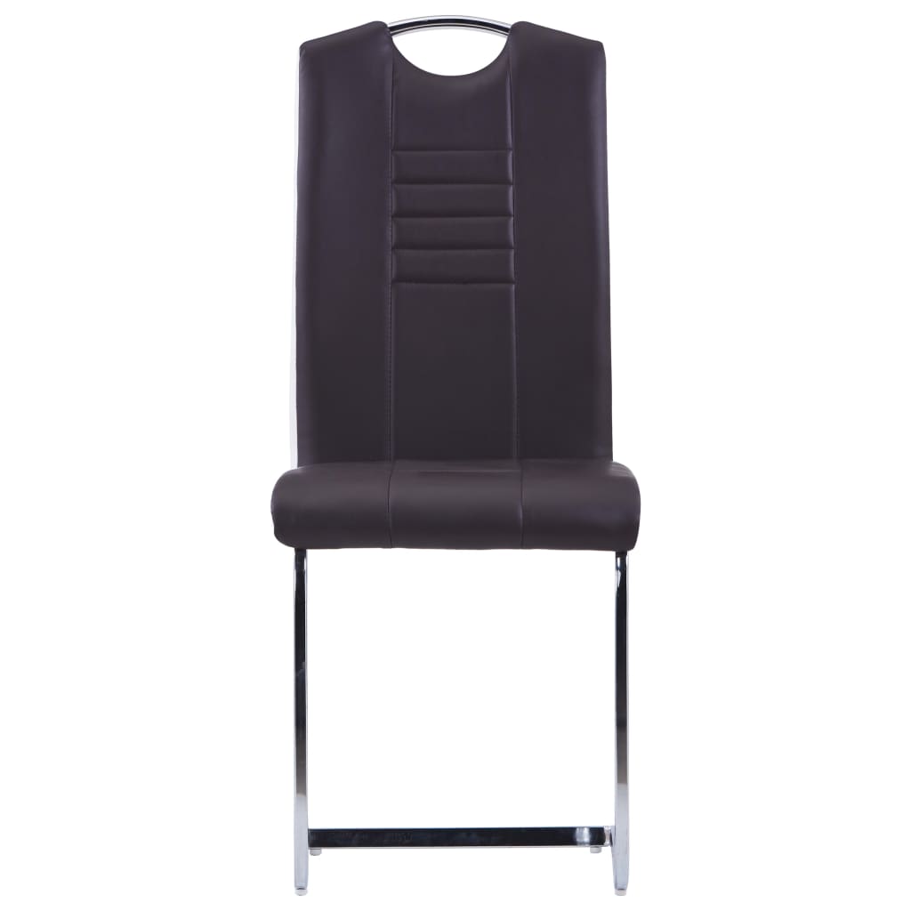 Sedie Da Pranzo A Sbalzo 6 Pz Marroni In Similpelle