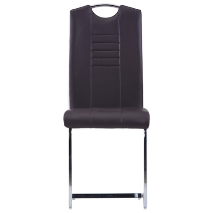 Sedie Da Pranzo A Sbalzo 6 Pz Marroni In Similpelle