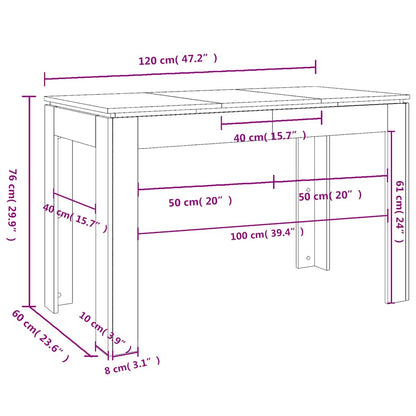 Tavolo Da Pranzo 120X60X76 Cm In Legno Multistrato