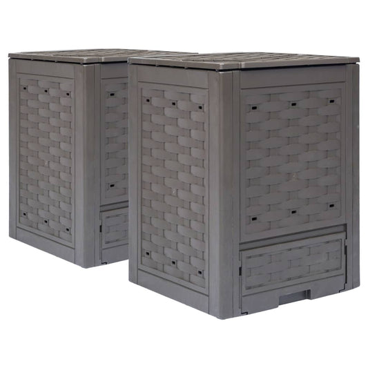 Compostiere 2 Pz Marrone 60X60X83Cm In Rattan Di Plastica