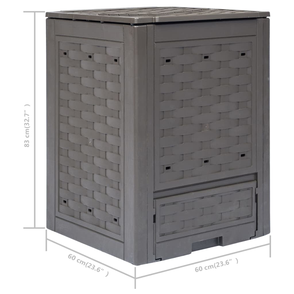 Compostiere 2 Pz Marrone 60X60X83Cm In Rattan Di Plastica
