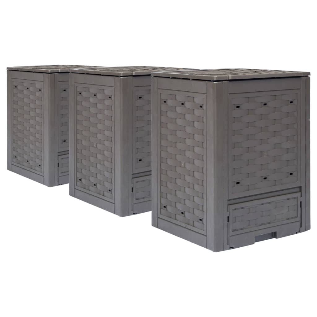 Compostiere 2 Pz Marrone 60X60X83Cm In Rattan Di Plastica