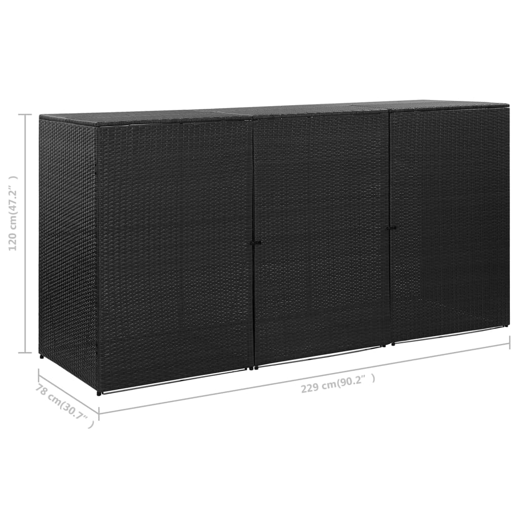 Copribidone Triplo Spazzatura 229X78X120 Cm In Polyrattan