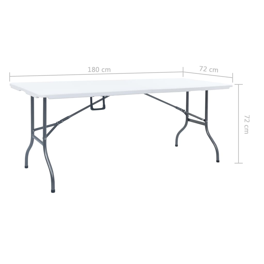 Tavolo Da Giardino Pieghevole Bianco 180X72X72 Cm In Hdpe