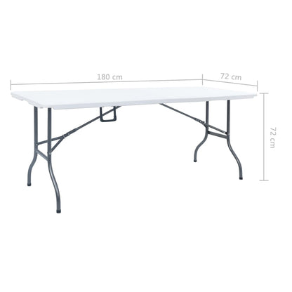 Tavolo Da Giardino Pieghevole Bianco 180X72X72 Cm In Hdpe