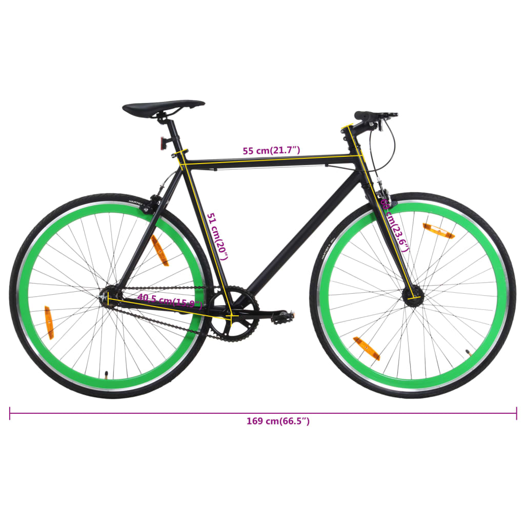 Bicicletta A Scatto Fisso Nera E Verde 700C