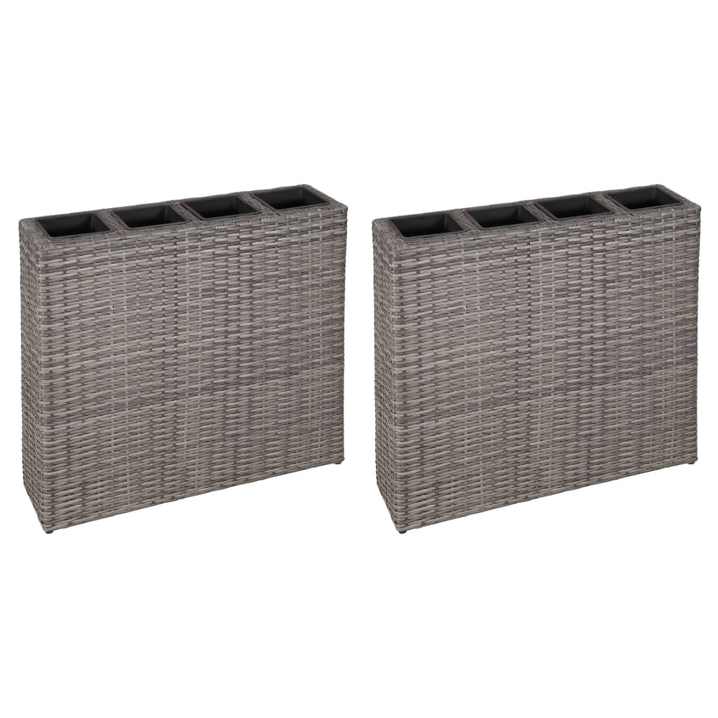 Letti Rialzati Da Giardino Con 4 Vasi 2 Pz In Polyrattan