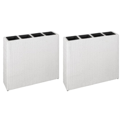 Letti Rialzati Da Giardino Con 4 Vasi 2 Pz In Polyrattan