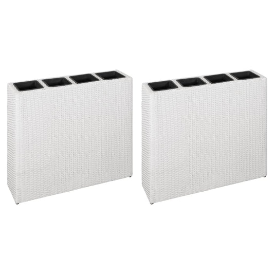 Letti Rialzati Da Giardino Con 4 Vasi 2 Pz In Polyrattan