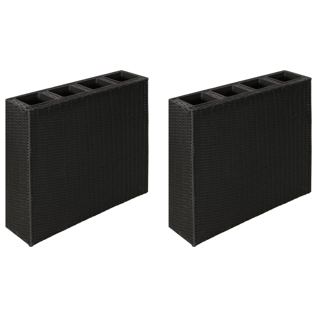 Letti Rialzati Da Giardino Con 4 Vasi 2 Pz In Polyrattan