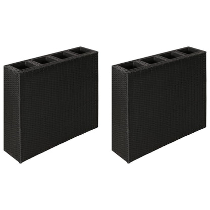 Letti Rialzati Da Giardino Con 4 Vasi 2 Pz In Polyrattan