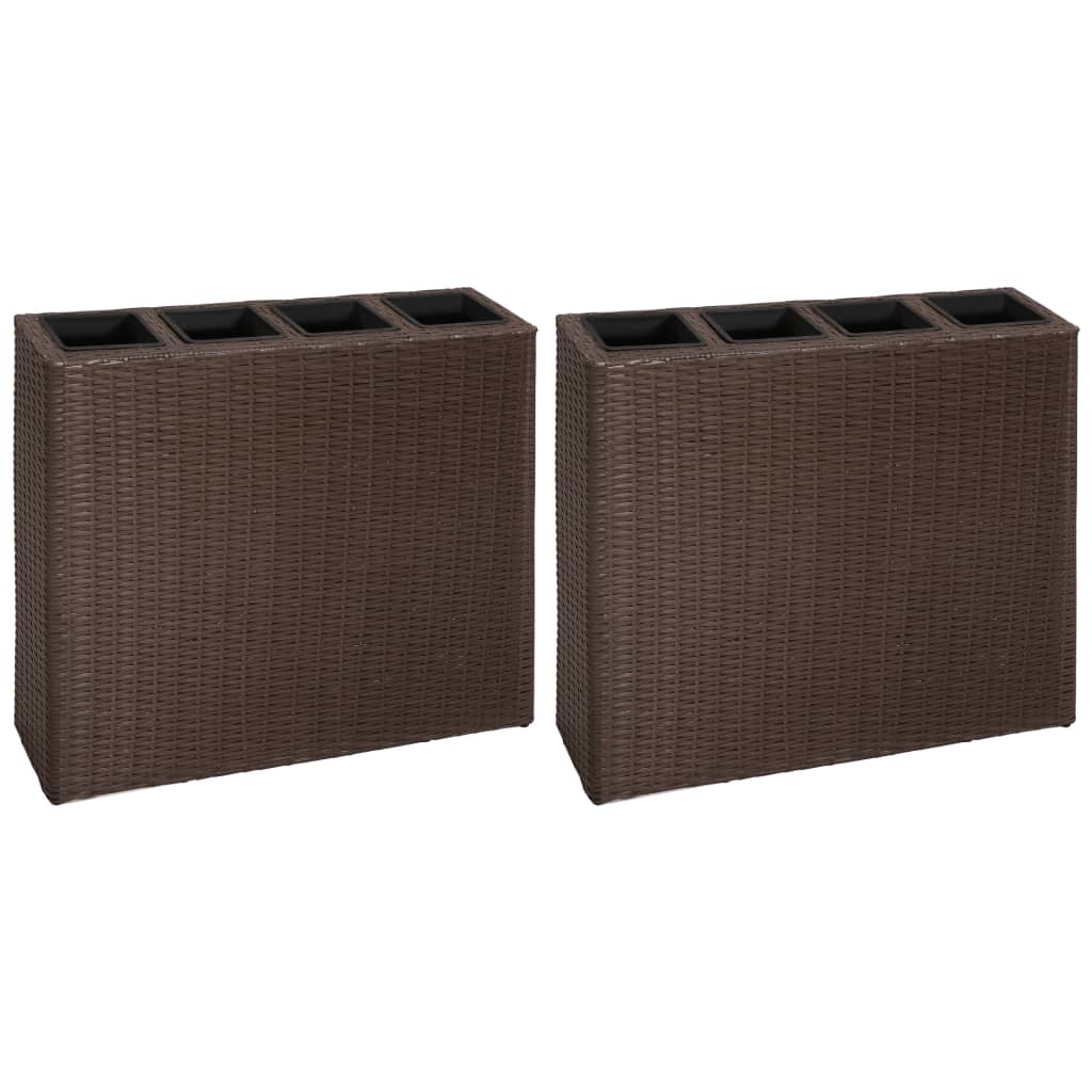 Letti Rialzati Da Giardino Con 4 Vasi 2 Pz In Polyrattan