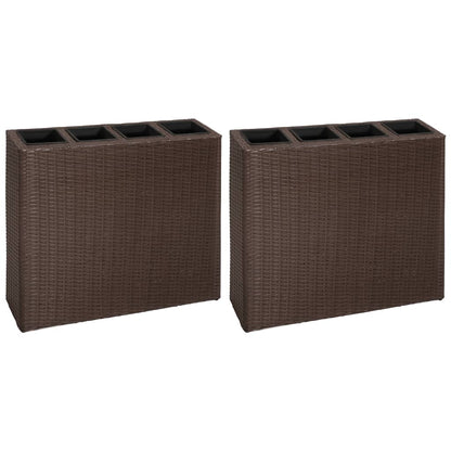 Letti Rialzati Da Giardino Con 4 Vasi 2 Pz In Polyrattan