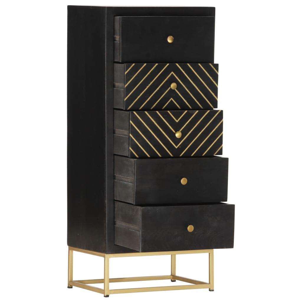 Cassettiera 45X30X105 Cm In Legno Massello Di Mango