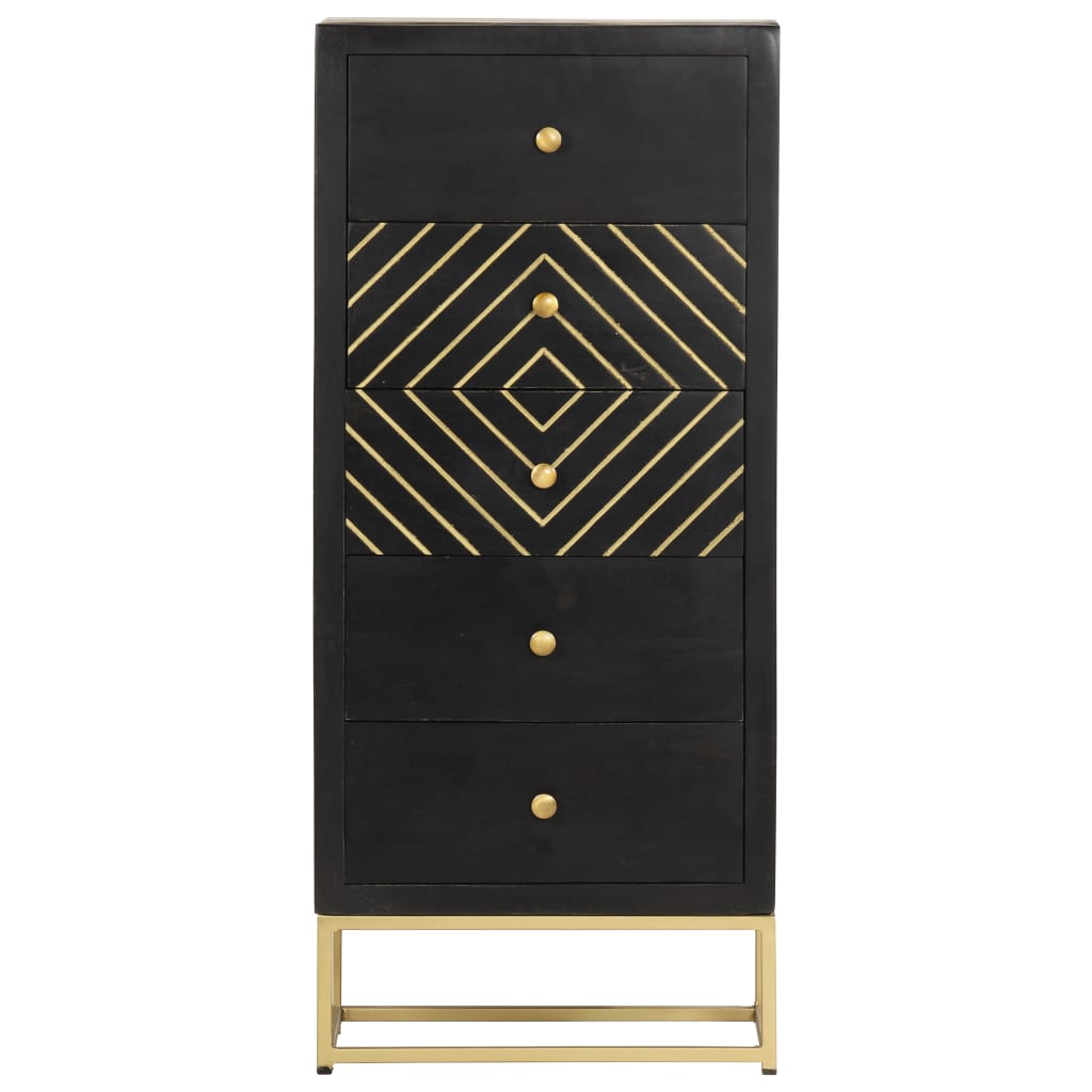 Cassettiera 45X30X105 Cm In Legno Massello Di Mango