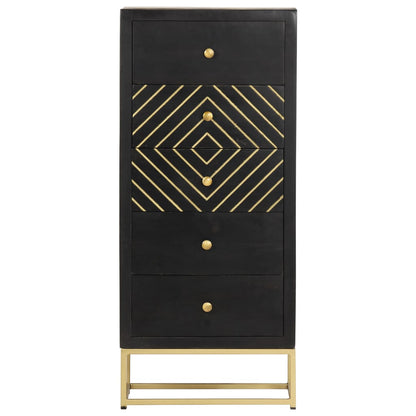 Cassettiera 45X30X105 Cm In Legno Massello Di Mango