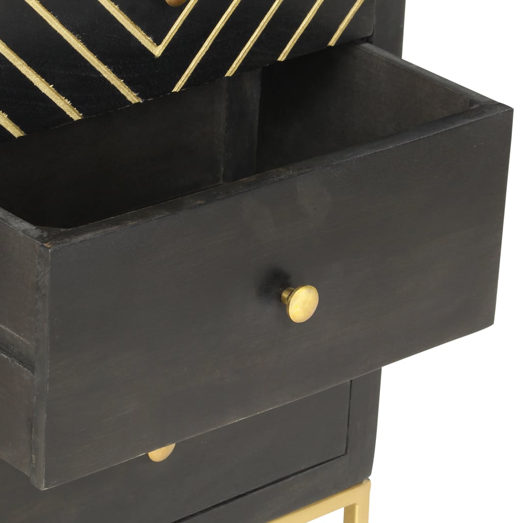 Cassettiera 45X30X105 Cm In Legno Massello Di Mango