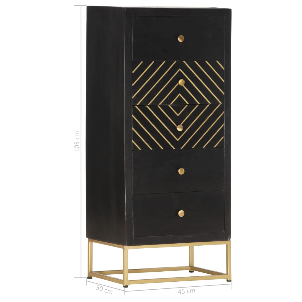 Cassettiera 45X30X105 Cm In Legno Massello Di Mango