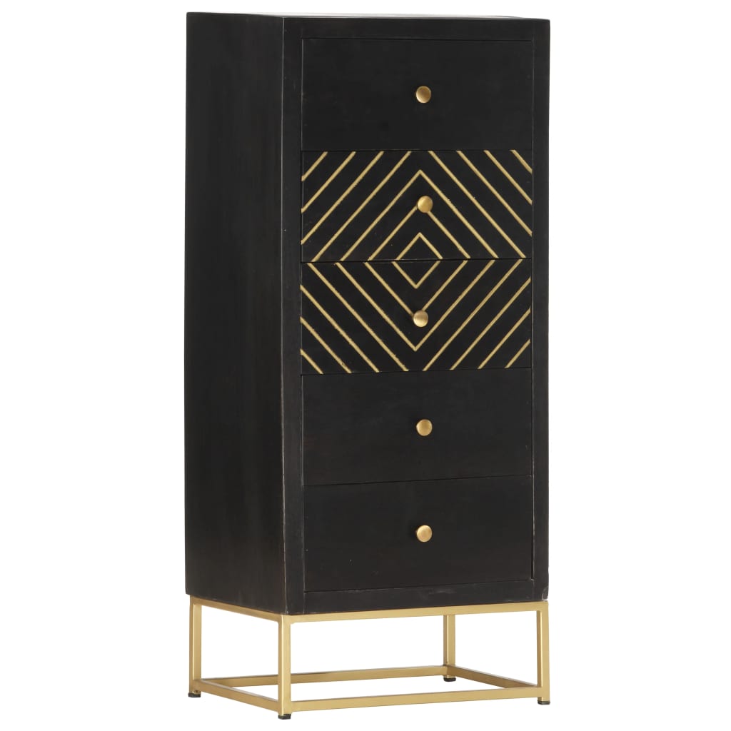 Cassettiera 45X30X105 Cm In Legno Massello Di Mango