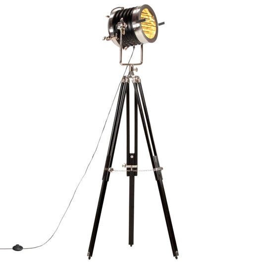 Lampada A Treppiede A Pavimento Nera In Legno Di Mango 171 Cm