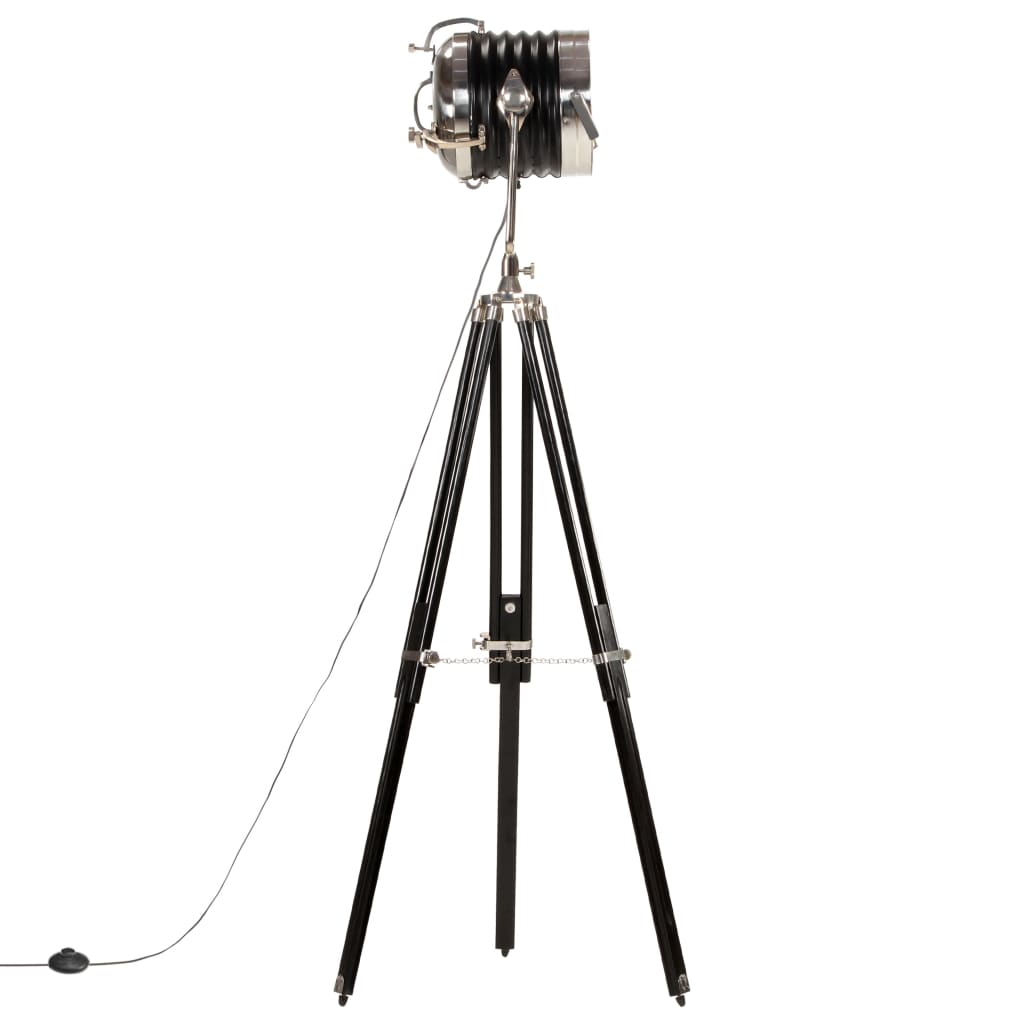 Lampada A Treppiede A Pavimento Nera In Legno Di Mango 171 Cm