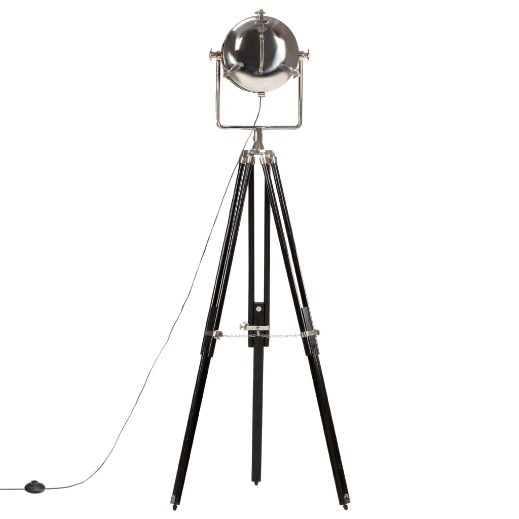 Lampada A Treppiede A Pavimento Nera In Legno Di Mango 171 Cm